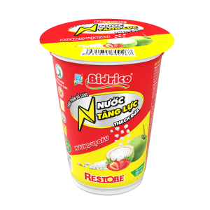 Nước tăng lực thạch dừa hương vị dâu Restore ly 225ml